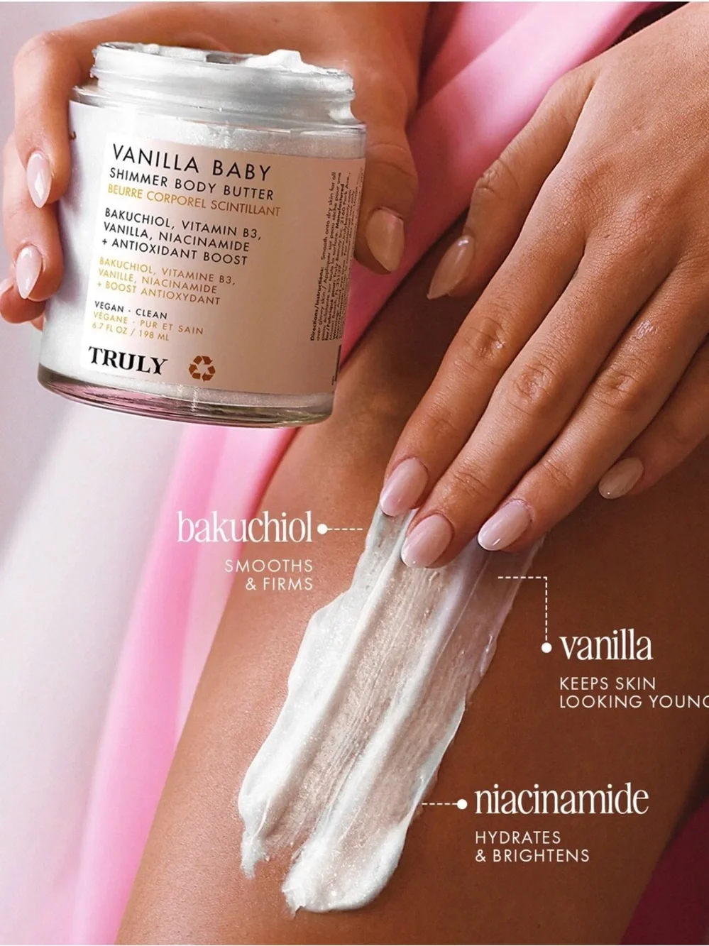 TRULY Vanilla Baby Shimmer Body Butter.  Smoothing Shimmer Body Moisturizer. New